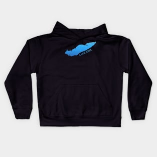 Lake Erie Great Lakes Outline with Label Kids Hoodie